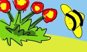sketch 2646 Buzzy bee on flowers