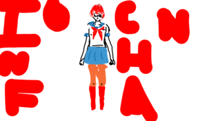 sketch 100463 ayano:hey info chan I need something
infochan;what do u  need 
ayano:ciggies for musume
info chan:here u go 
ayano;thx
