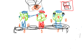 sketch 101490 Basketball gym scoreboard 