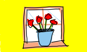 sketch 2645 Flowers in window